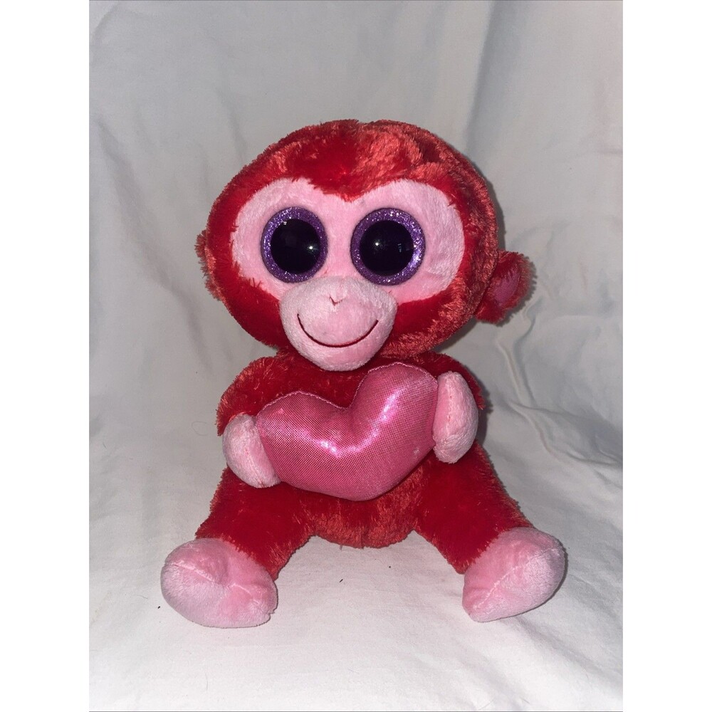 Red Monkey Ty Charming The Monkey 9” Beanie Boo (No Heart)